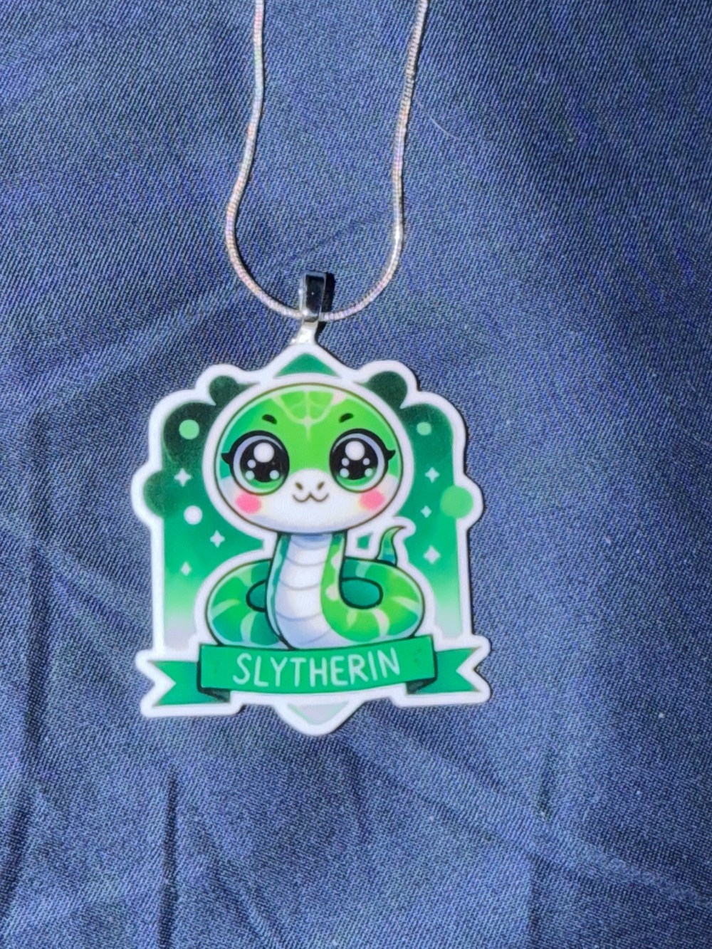 Slytherin Green Snake Pendant Necklace - Cute Serpent Charm